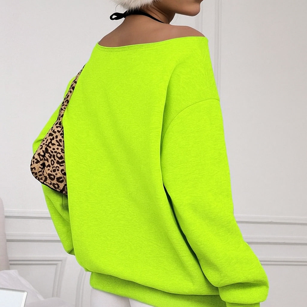 SXV casual solid off shoulder sweatshirt with pockets