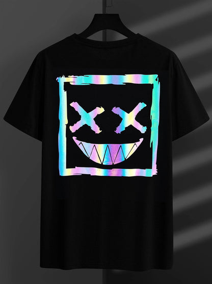 SXV  'Blind smiley box REFLECTIVE’ Printed Cool Aesthetic Oversized T-shirt