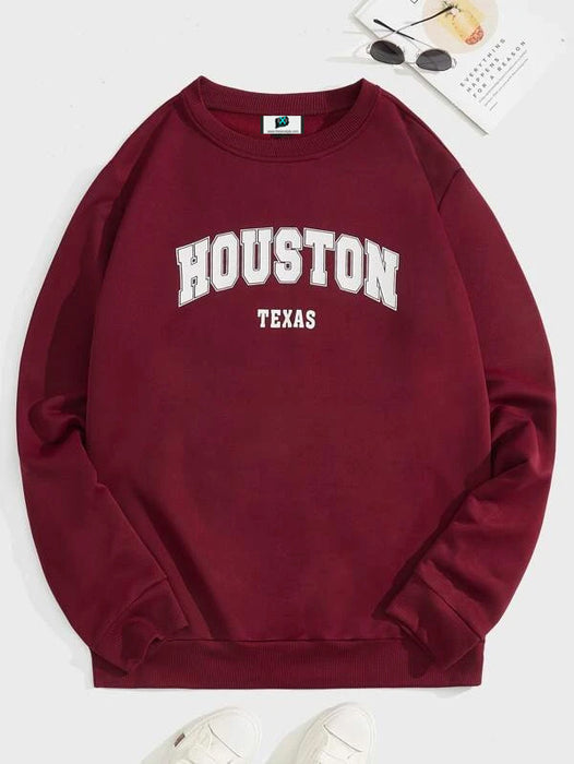 SXV  'HOUSTON TEXAS’ Printed Cool Aesthetic Drop Shoulder Oversized Sweatshirt