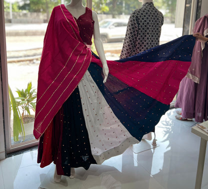 SXV multicolour mirror work cotton chaniya choli for festive season (limited edition)fully stitched