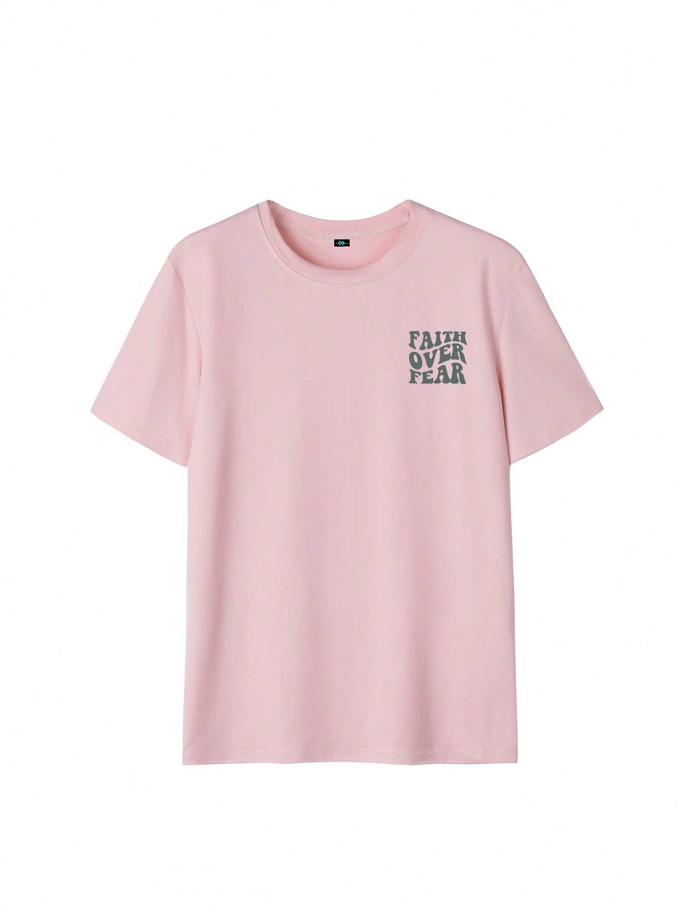 SXV Women's Belief Overcomes Fear Letter Print Casual Round Neck Short Sleeve T-Shirt