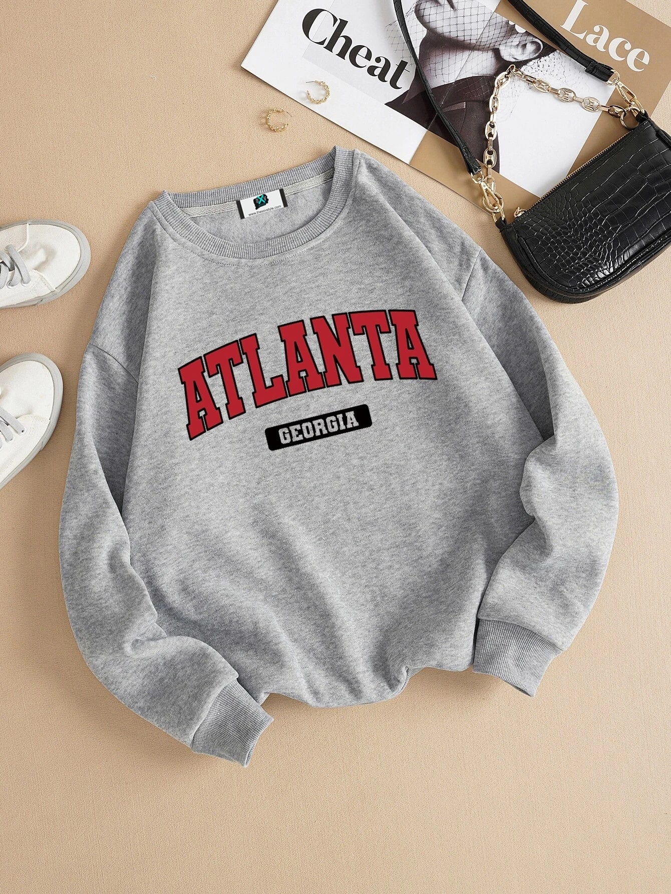 SXV  'ATLANTA Georgia’ Printed Cool Aesthetic Drop Shoulder Oversized Sweatshirt