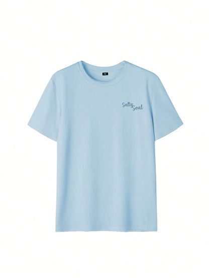 SXV Summer New Coconut Tree Print Casual Round Neck Short Sleeve T-Shirt