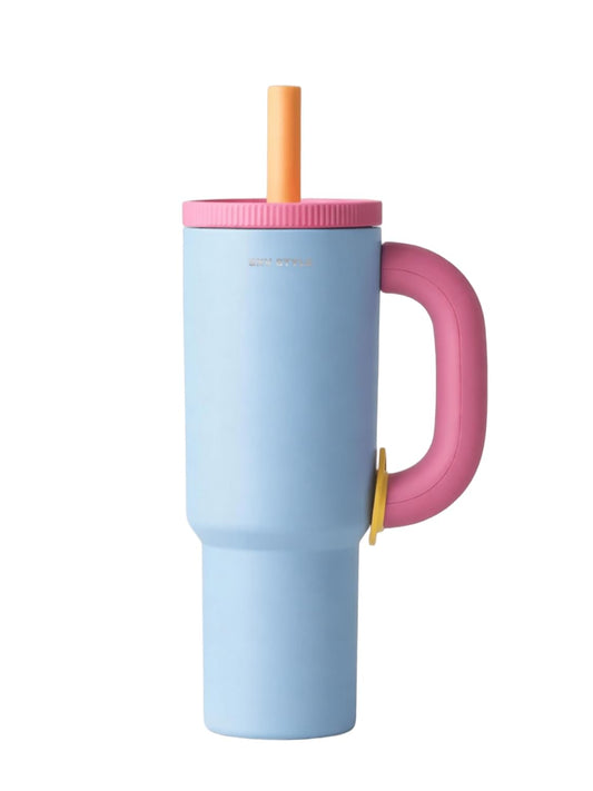 SXV STYLE Insulated Tumbler with Straw and Handle, 1200 ml, Stainless Steel Tumbler for Hot & Cold, Leak-Proof Coffee Mug for Travel, Office, Gym & Sipper Water Bottle for Adults (Pink)