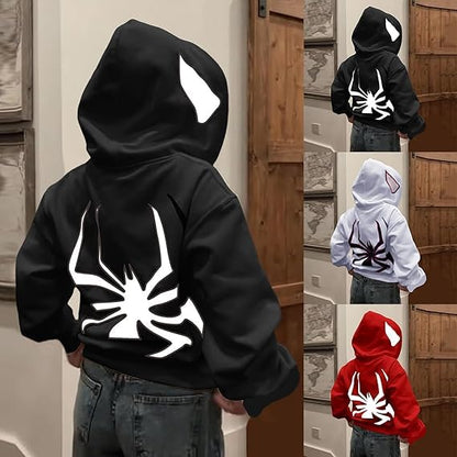 SXV STYLE Spider Cap Printed Black Hoodie