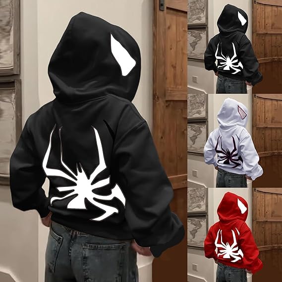 SXV STYLE Spider Cap Printed Black Hoodie