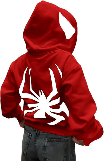 SXV STYLE Spider Cap Printed Black Hoodie