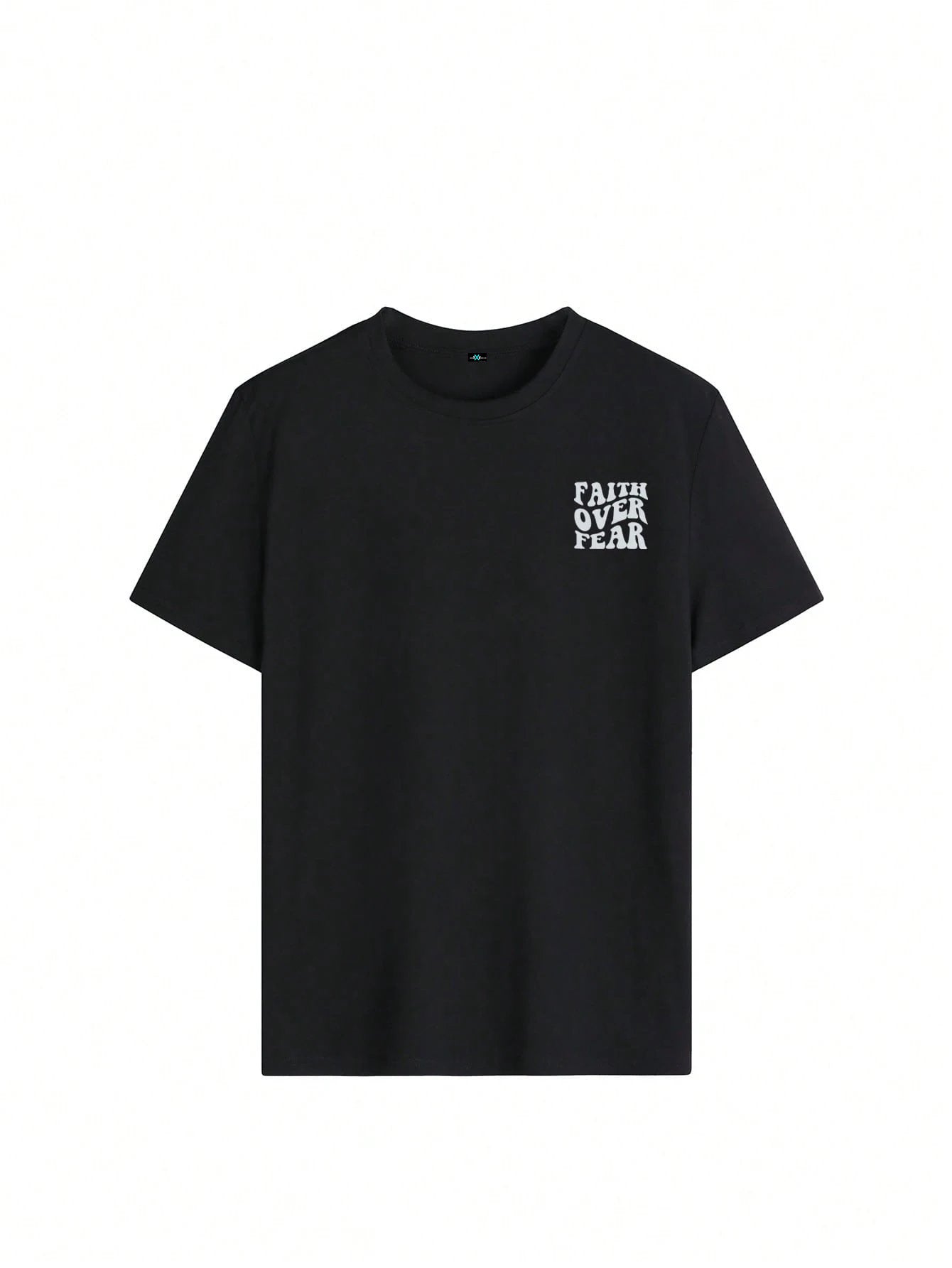 SXV Women's Belief Overcomes Fear Letter Print Casual Round Neck Short Sleeve T-Shirt