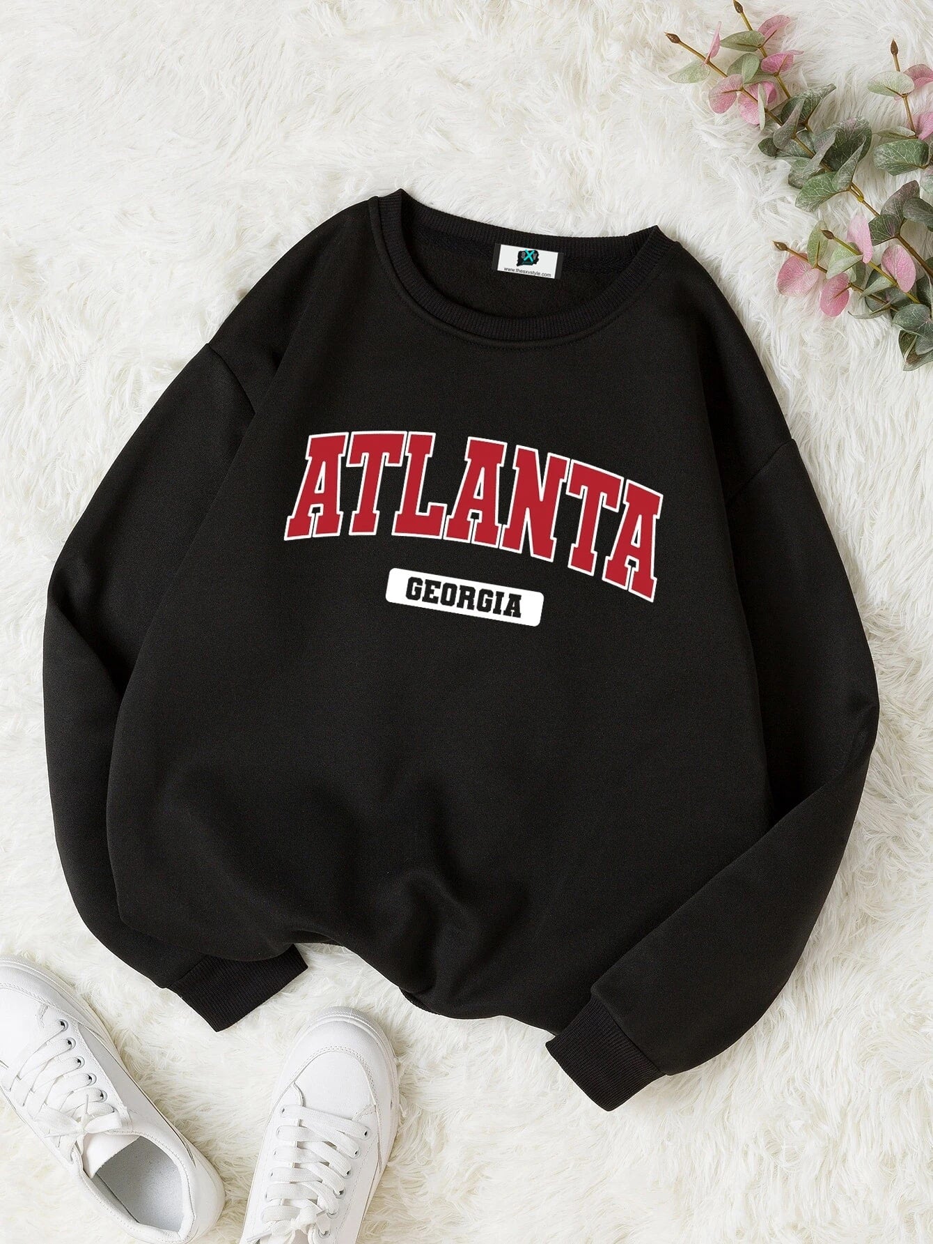 SXV  'ATLANTA Georgia’ Printed Cool Aesthetic Drop Shoulder Oversized Sweatshirt