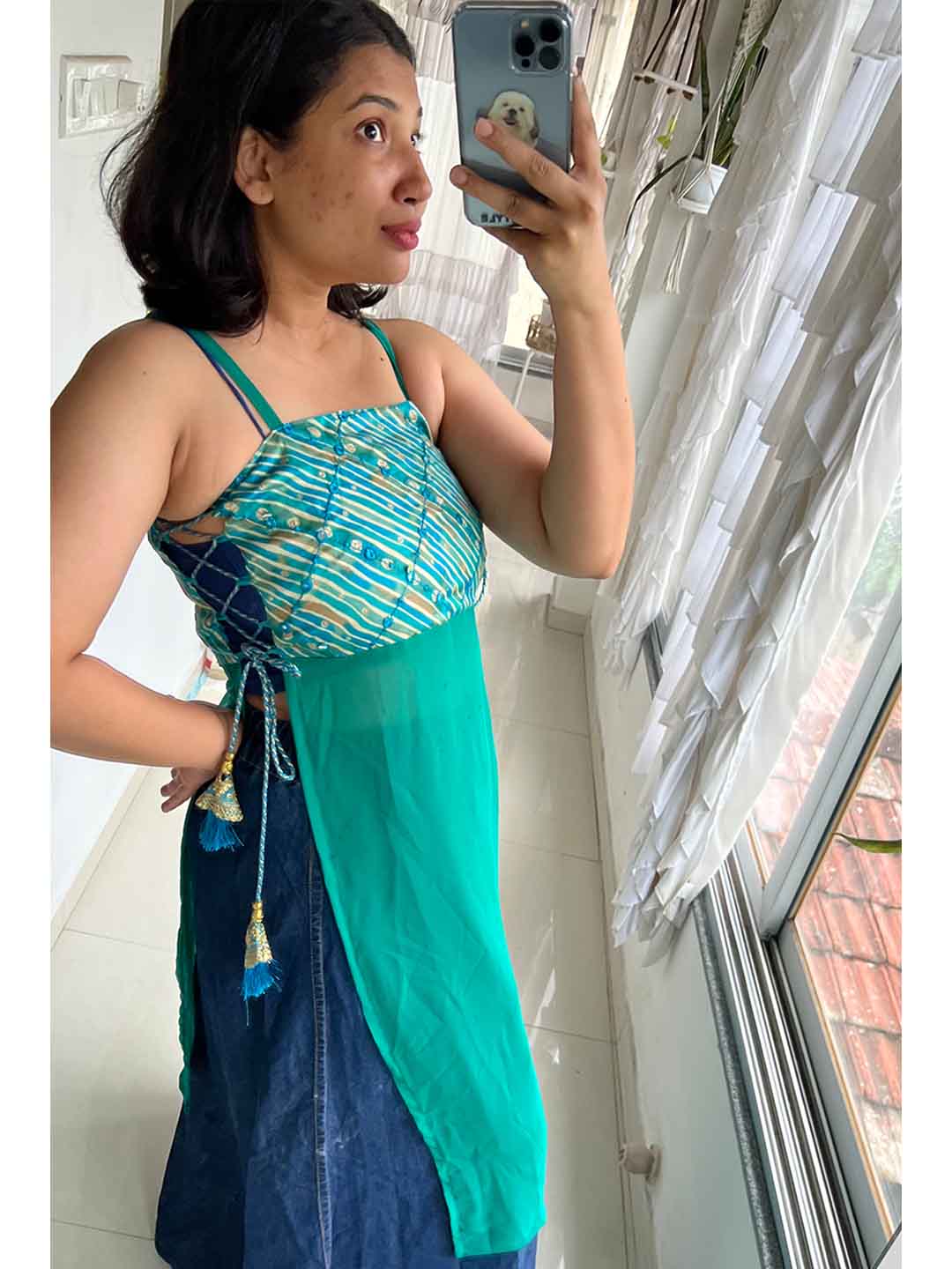 Long Cut Side Cut Kurta Design For Girl Side Slits Strings Women's