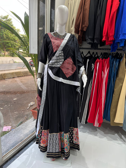 SXV multicolour black cotton chaniya choli from gujarat for festive season (limited edition)fully stitched