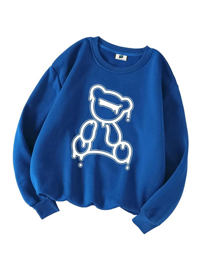 SXV 'Frog & Mushroom’ Printed Cool Aesthetic Drop Shoulder Oversized Baggy Sweatshirt