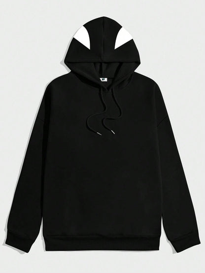 SXV STYLE Spider Cap Printed Black Hoodie