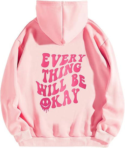 SXV Women's Oversized Sweatshirt Graphic Hoodies Casual Long Sleeve Loose Pullover Tops with Kangaroo Pocket