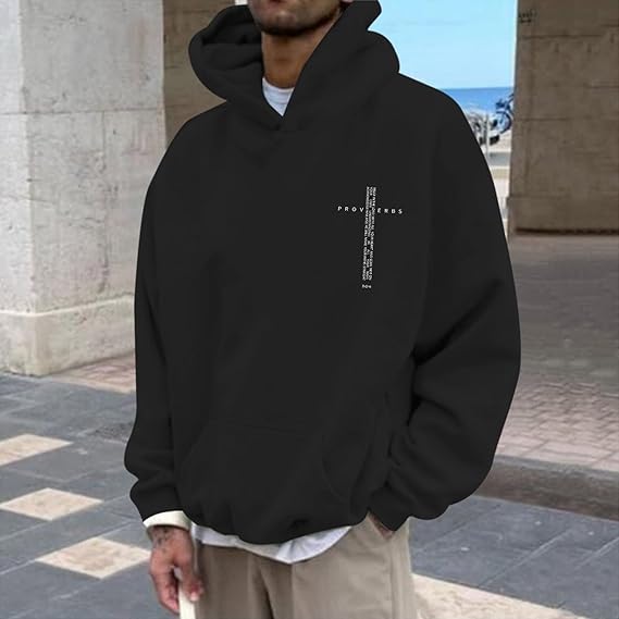 SXV Christian Hoodies for Men Inspirational Religious Faith Cross Sweatshirts Vintage Bible Verse Graphic Hoodie Pullover