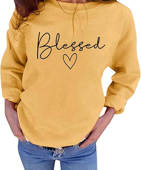 SXV  'BLESSED’ Printed Cool Aesthetic Drop Shoulder Oversized Baggy Sweatshirt