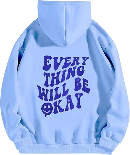 SXV Women's Oversized Sweatshirt Graphic Hoodies Casual Long Sleeve Loose Pullover Tops with Kangaroo Pocket