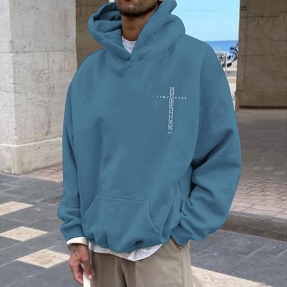 SXV Christian Hoodies for Men Inspirational Religious Faith Cross Sweatshirts Vintage Bible Verse Graphic Hoodie Pullover