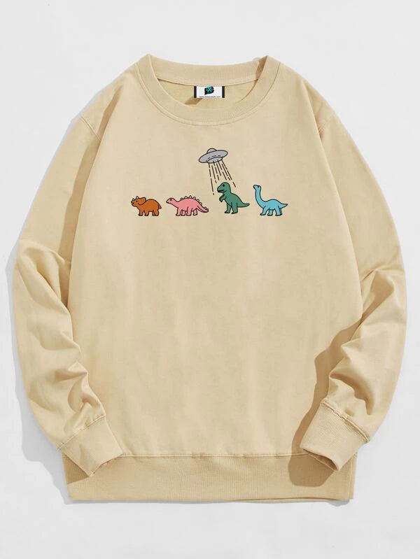 SXV  'Dianousures Gang’ Printed Cool Aesthetic Drop Shoulder Oversized Sweatshirt