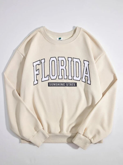 SXV  'Florida Sunshine State’ Printed Cool Aesthetic Drop Shoulder Oversized Sweatshirt