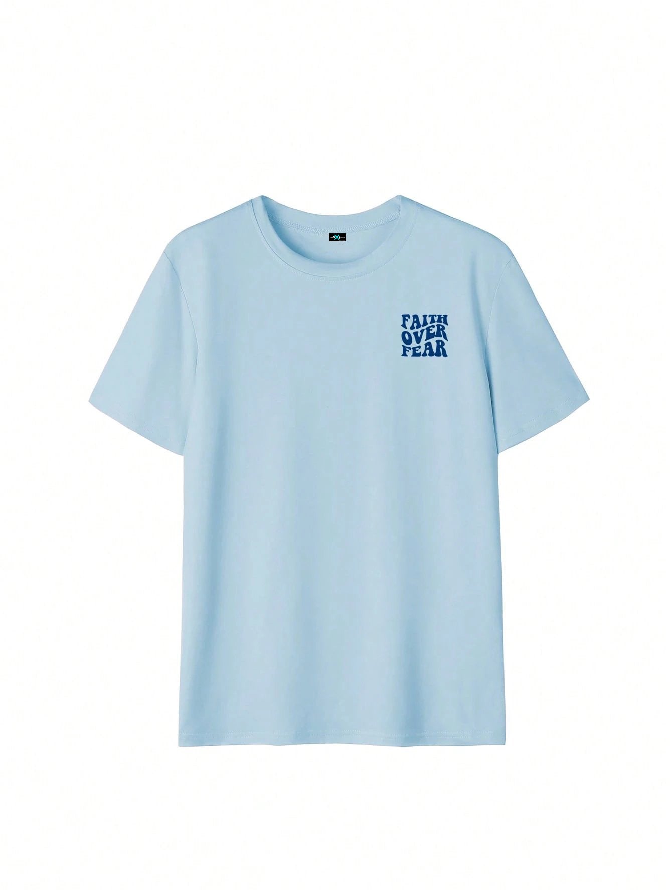 SXV Women's Belief Overcomes Fear Letter Print Casual Round Neck Short Sleeve T-Shirt