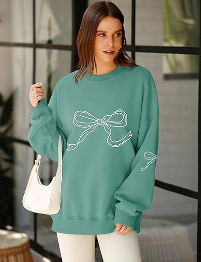 SXV Oversized Sweatshirt for Women Crewneck Long Sleeve Casual Fleece Tops Graphic Hoodies Pullover Sweater