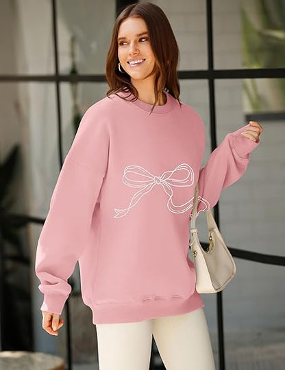 SXV Oversized Sweatshirt for Women Crewneck Long Sleeve Casual Fleece Tops Graphic Hoodies Pullover Sweater