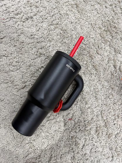 SXV STYLE Insulated Tumbler with Straw and Handle, 1200 ml, Stainless Steel Tumbler for Hot & Cold, Leak-Proof Coffee Mug for Travel, Office, Gym & Sipper Water Bottle for Adults (Pink)