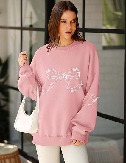 SXV Oversized Sweatshirt for Women Crewneck Long Sleeve Casual Fleece Tops Graphic Hoodies Pullover Sweater