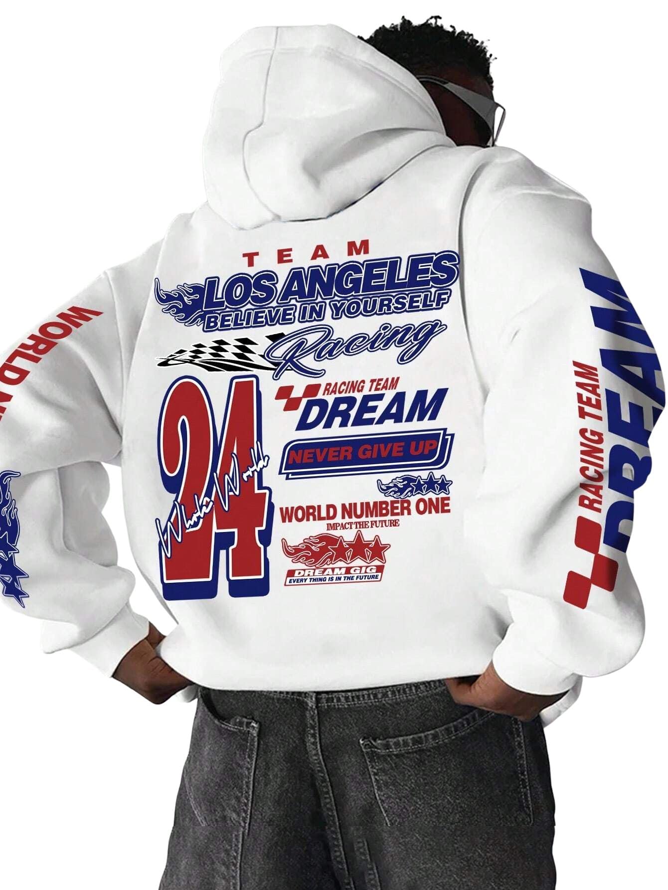 SXV STYLE World Number ONE Men's Creative Printed Letter Casual Sports Commuter Versatile Long Sleeve Hoodie Sweatshirt