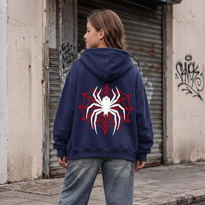 SXV Spider Graphic Zip Up Hoodies for Women Y2k