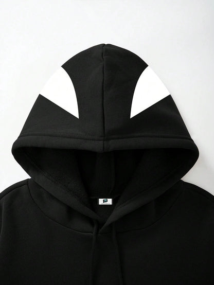 SXV STYLE Spider Cap Printed Black Hoodie