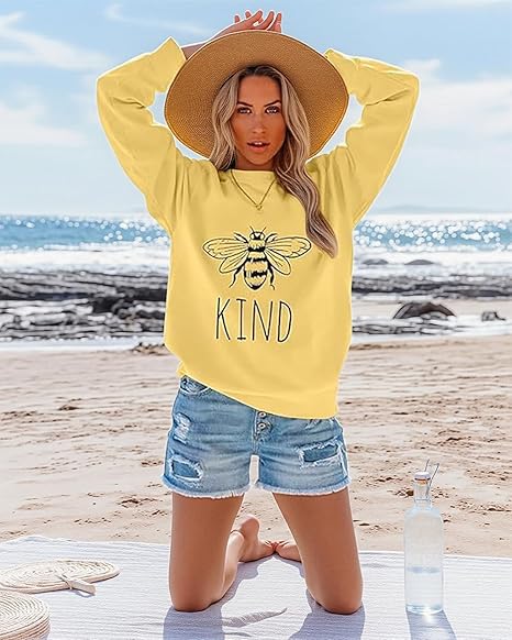 SXV 'KIND’ Printed Cool Aesthetic Drop Shoulder Oversized Baggy Sweatshirt