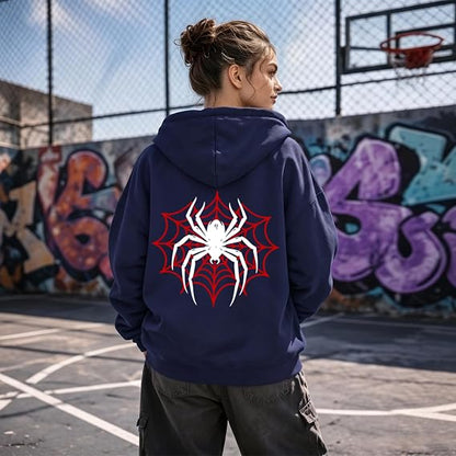 SXV Spider Graphic Zip Up Hoodies for Women Y2k