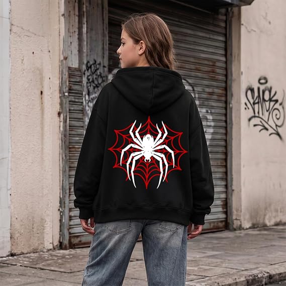 SXV Spider Graphic Zip Up Hoodies for Women Y2k