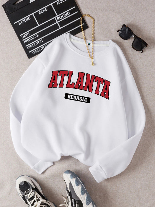 SXV  'ATLANTA Georgia’ Printed Cool Aesthetic Drop Shoulder Oversized Sweatshirt