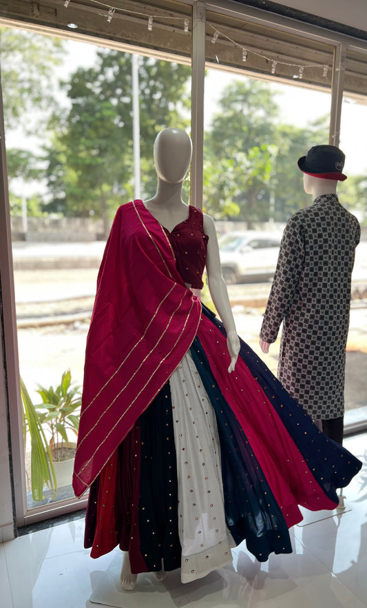 SXV multicolour mirror work cotton chaniya choli for festive season (limited edition)fully stitched