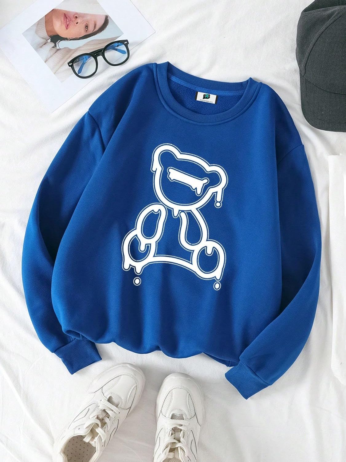 SXV 'Frog & Mushroom’ Printed Cool Aesthetic Drop Shoulder Oversized Baggy Sweatshirt