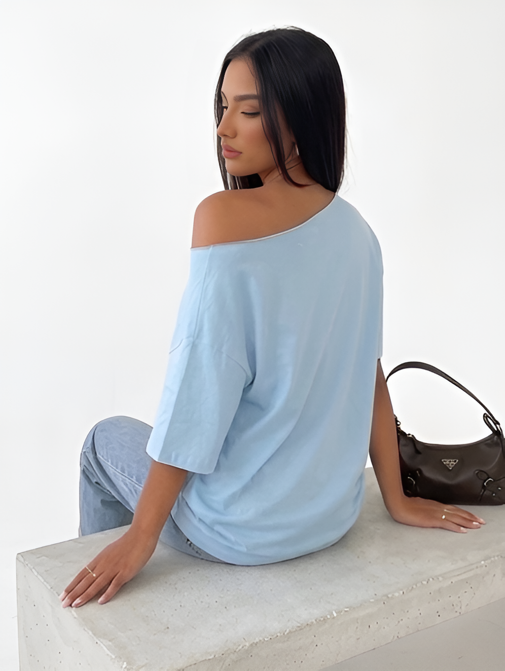 SXV NIRVANA SKY Print Casual Loose Fit One Shoulder T-Shirt For Women