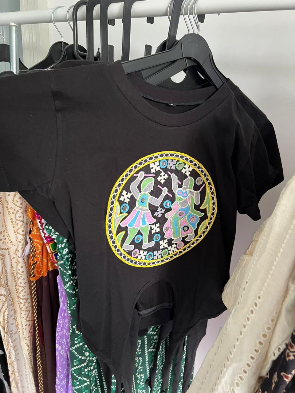 Navratri embroidered black crop top for women