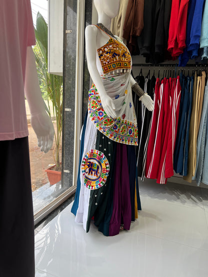 SXV multicoloured kutchi work cotton chaniya choli from gujarat for festive season (limited edition)