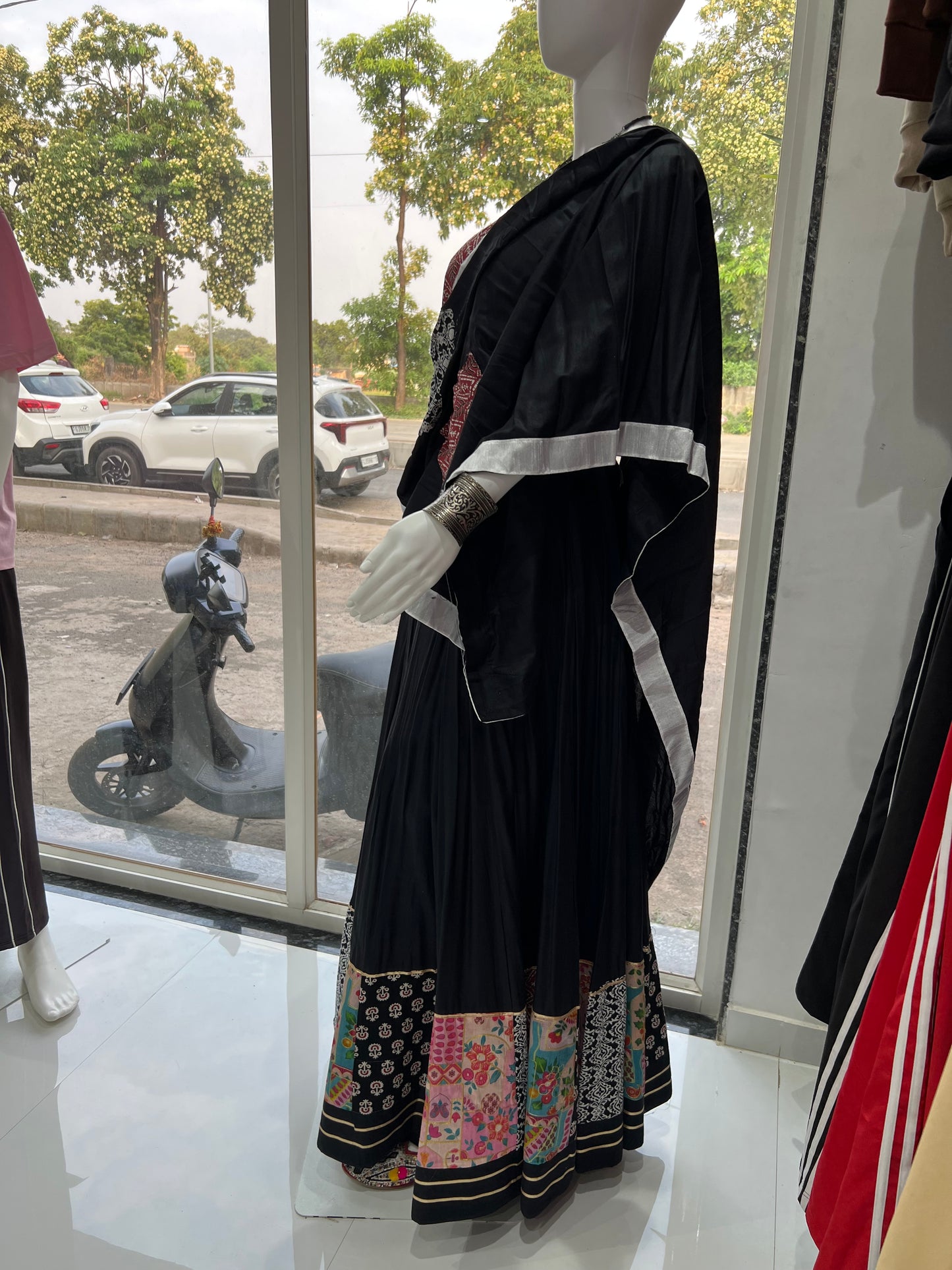 SXV multicolour black cotton chaniya choli from gujarat for festive season (limited edition)fully stitched