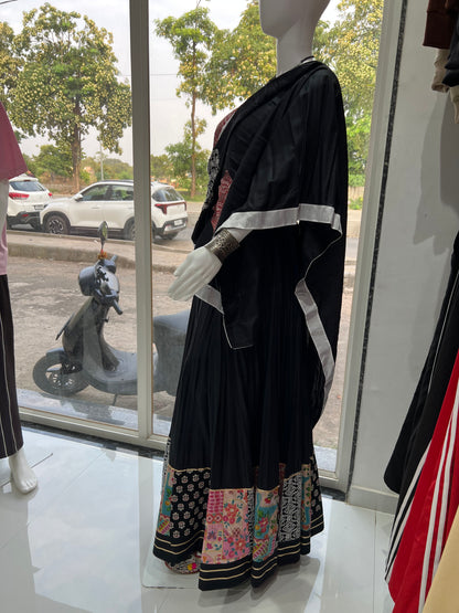 SXV multicolour black cotton chaniya choli from gujarat for festive season (limited edition)fully stitched