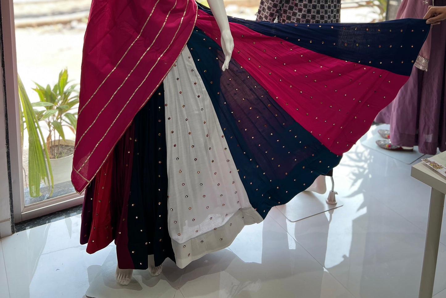 SXV multicolour mirror work cotton chaniya choli for festive season (limited edition)fully stitched