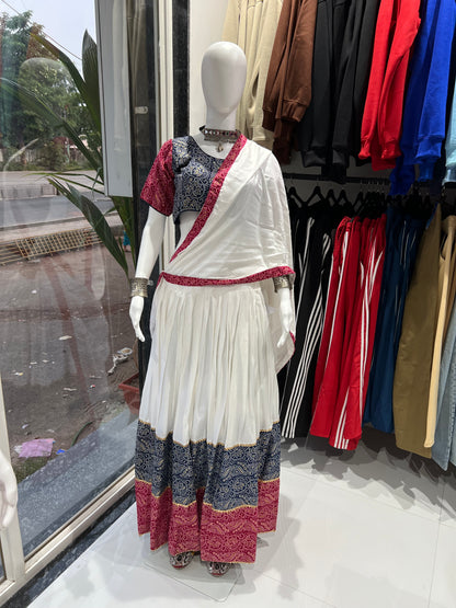 SXV white and pink cotton chaniya choli for festive season (limited edition)