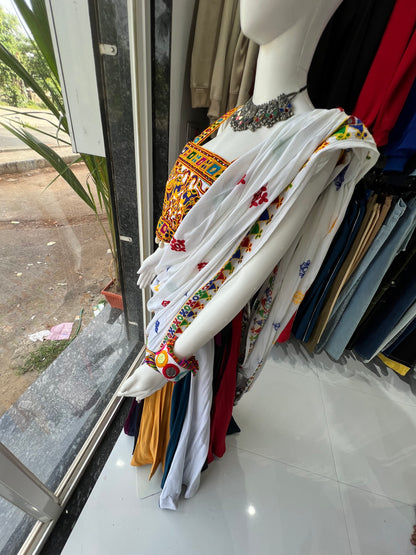 SXV multicoloured kutchi work cotton chaniya choli from gujarat for festive season (limited edition)