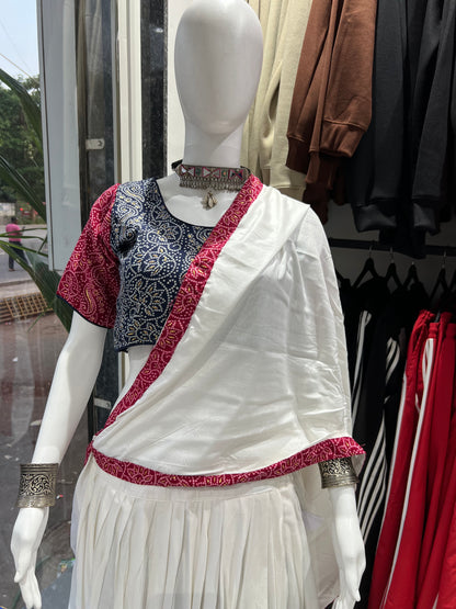SXV white and pink cotton chaniya choli for festive season (limited edition)