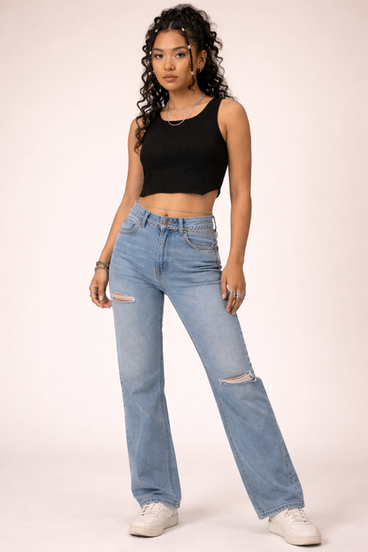 SXV Black knitted Corset Crop Top