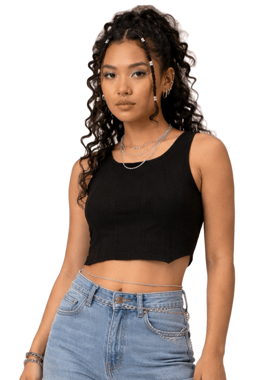 SXV Black knitted Corset Crop Top