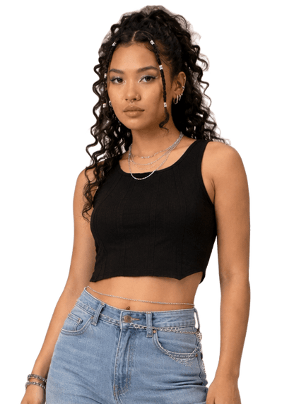 SXV Black knitted Corset Crop Top